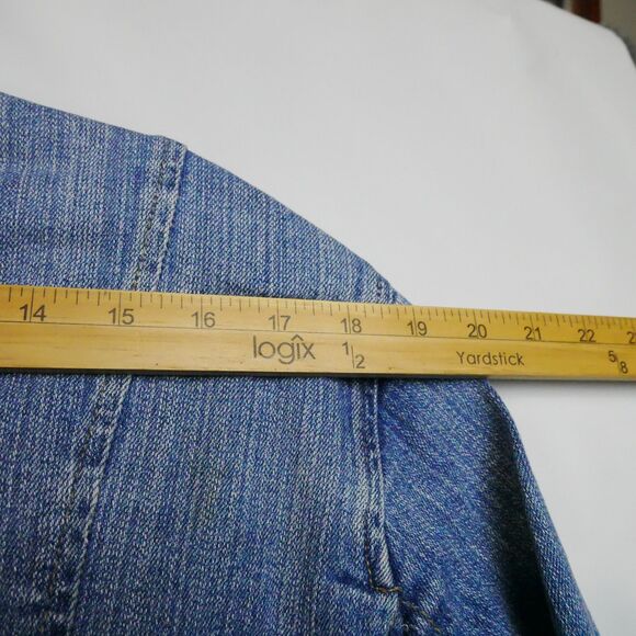 ST JOHNS BAY Womens Size 1X Denim Stretch Button Mid-Length Jacket Embroidered - Picture 8 of 15